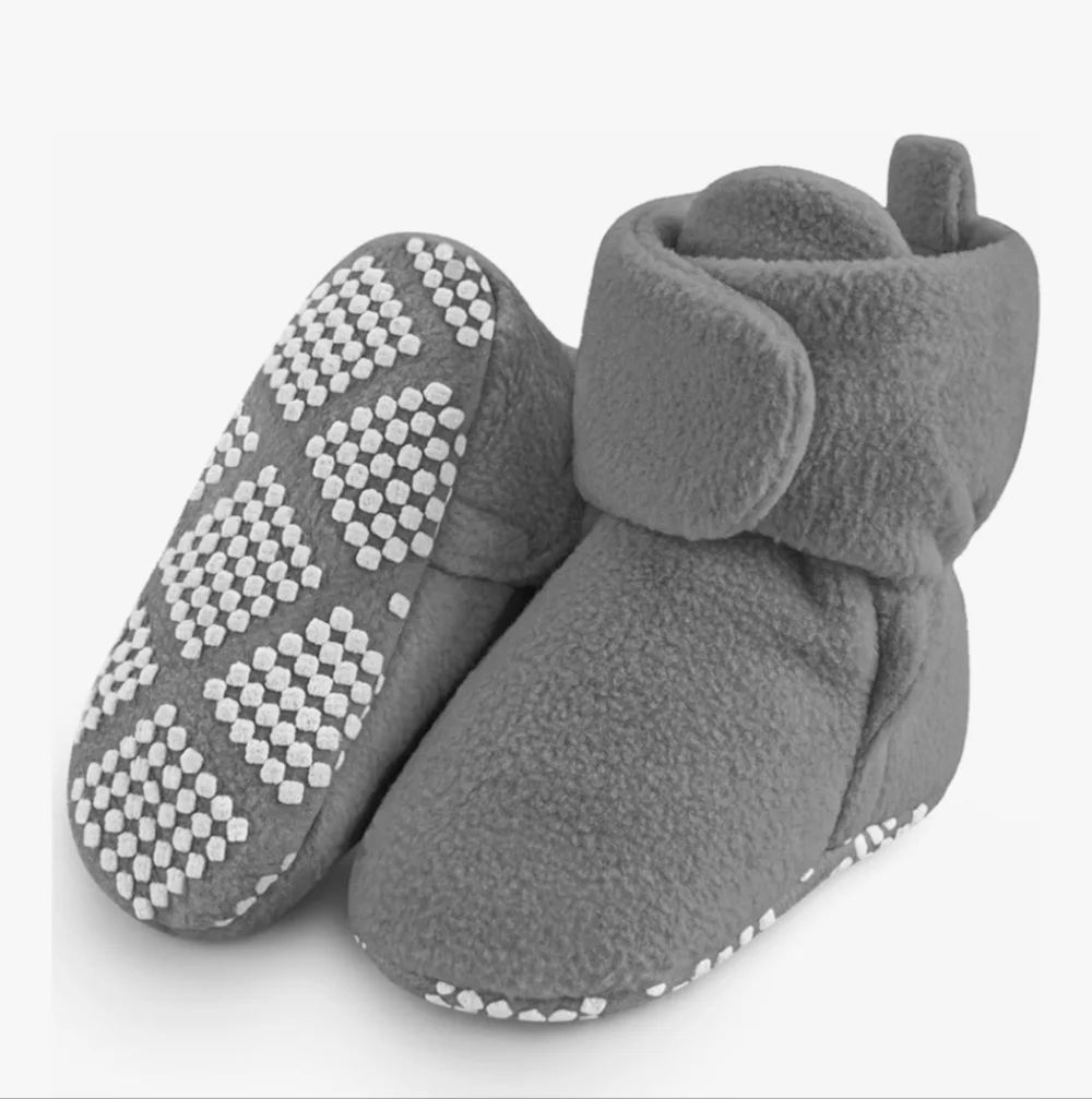 Cozy Gray Baby Booties Slippers 12-18 Months